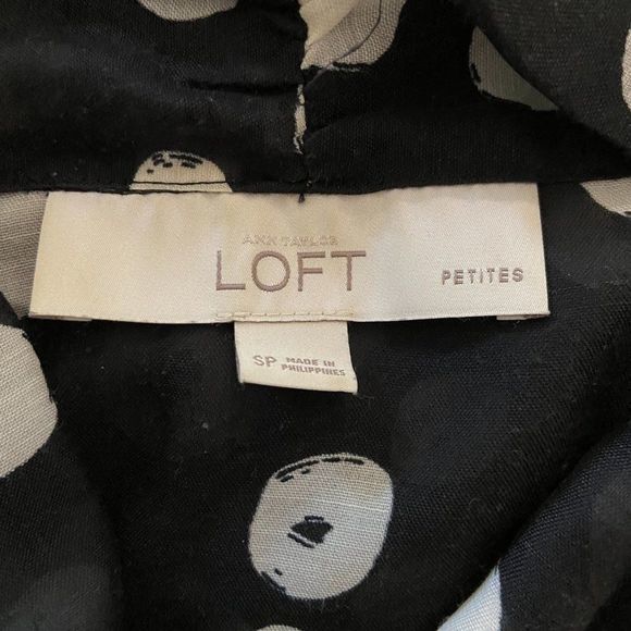 ANN TAYLOR LOFT Black Polka Dot‎ Blouse with Tie - Picture 6 of 8